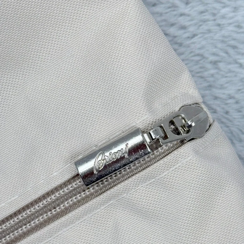 Brioni Garment Bag Cream Grey Logo Hanging Folding Suit Carrier Travel Cover 072